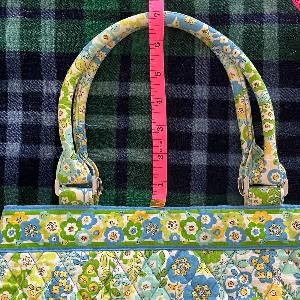 Vera Bradley Retired English Meadow Floral Quilted Tote Bag Blue, Green, Yellow